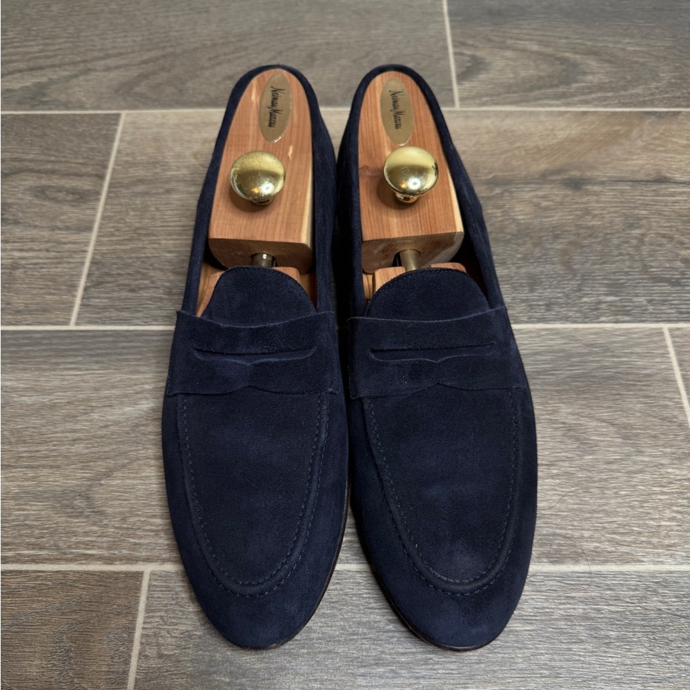 Ralph Lauren Collection Made in Italy Suede Loafer in Navy Size 13